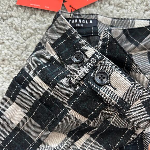Men's YoungLA Dapper Dress Pants 34x32 BlackPlaid, NWT - Picture 11 of 12